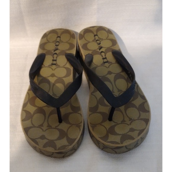 Coach Shoes - Coach Brown Lynn Signature Flip Flops–Women's Size 10B Platform Slip-On Sandals